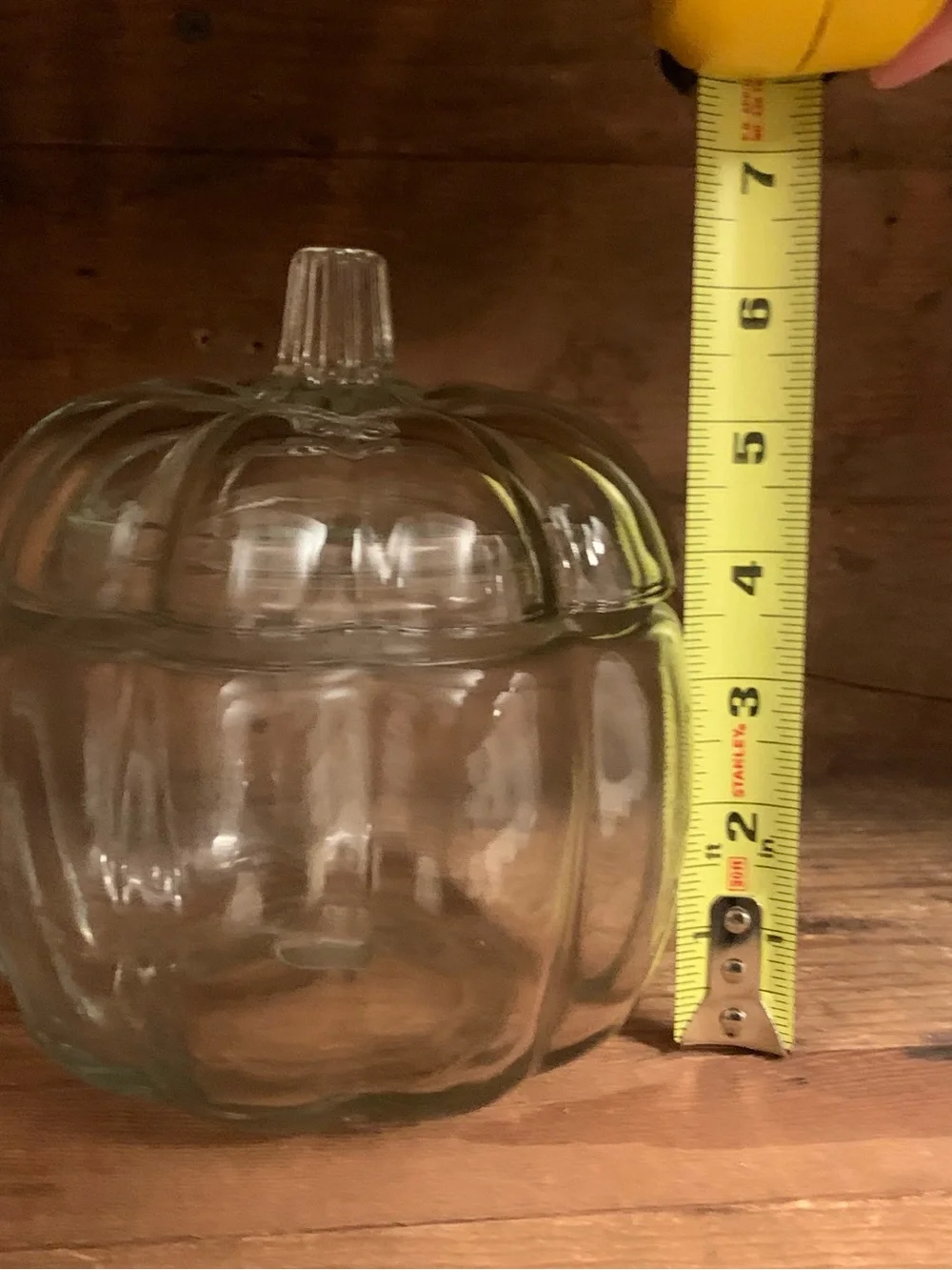 2 Glass Pumpkin Jars with Lids - Clear and Amber
